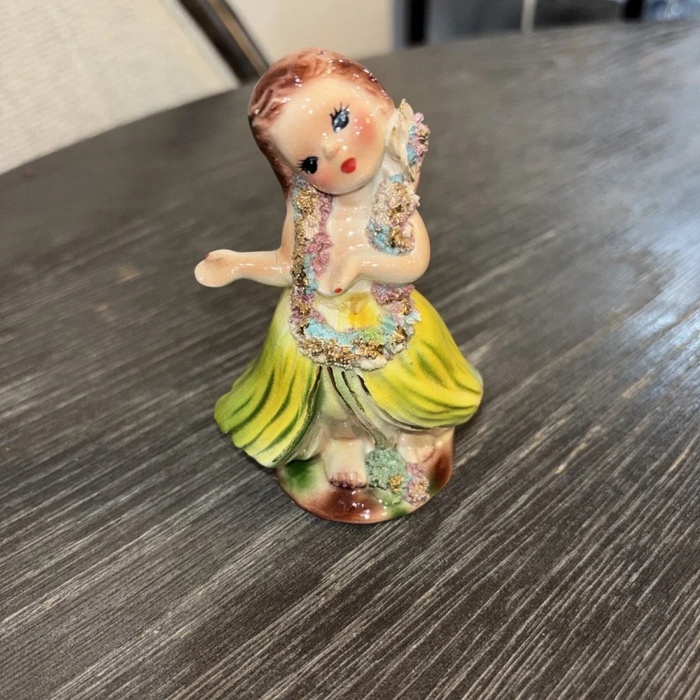 Vintage Josef Originals‎ Hawaiian Hula Girl Figurine Spaghetti Trim NICE